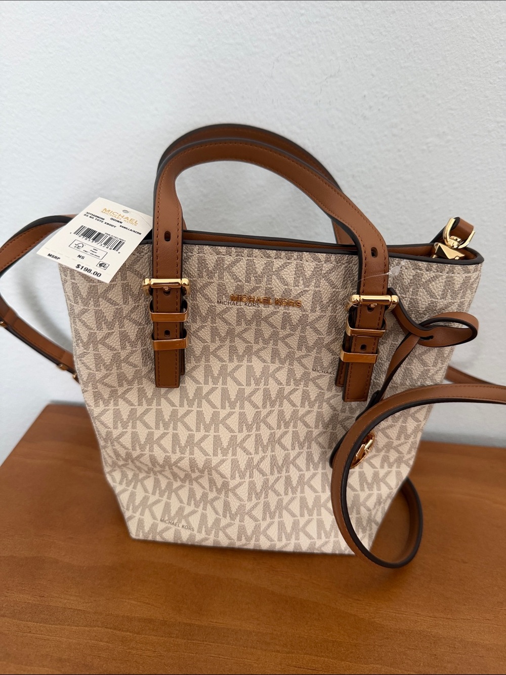 Michael Kors Beige & Brown MK Logo crossbody